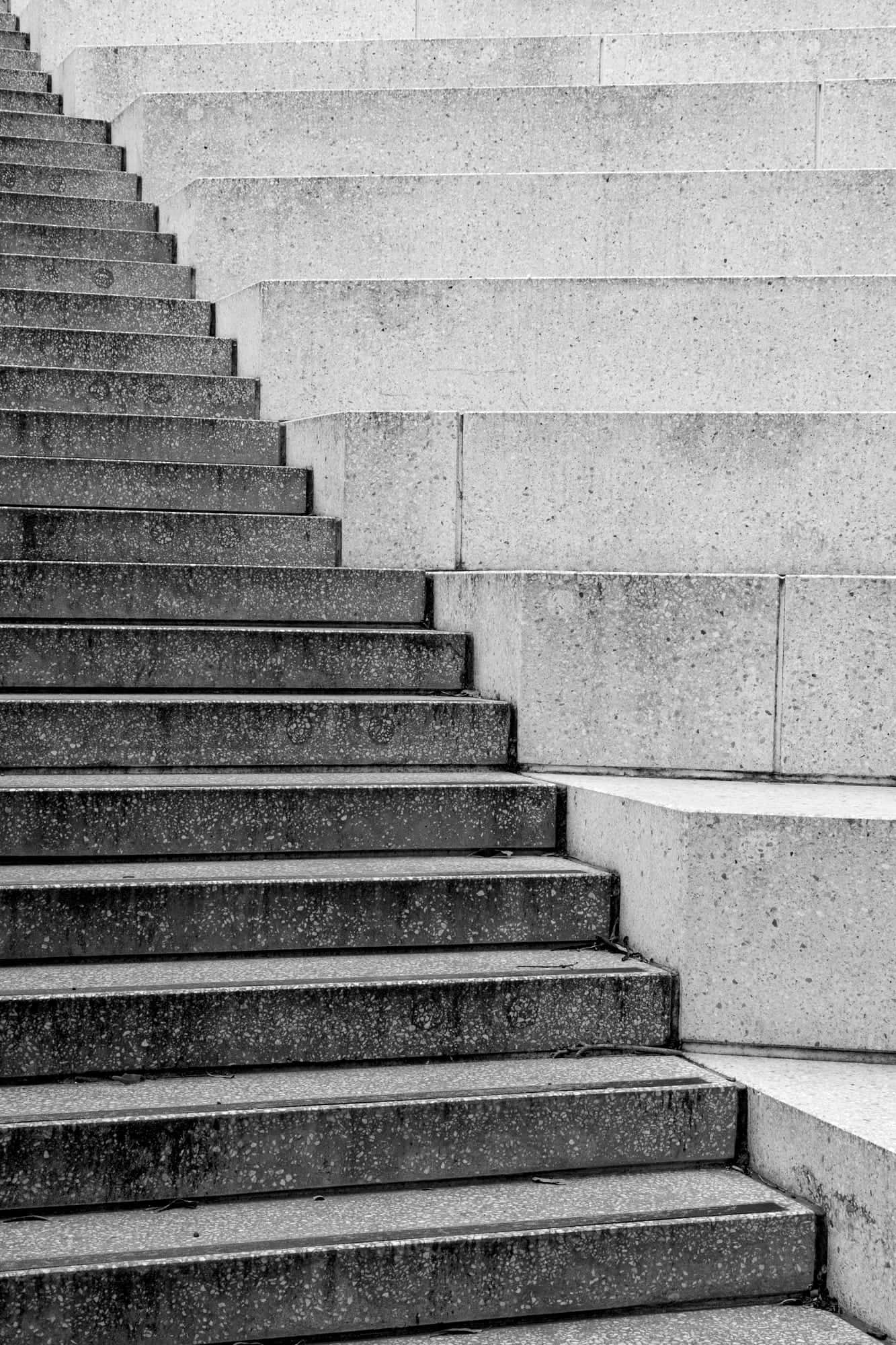 Escalera de concreto en blanco y negro